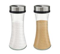 Realand 2 Pack Sugar Dispenser with 3 Adjustable Pour Spout, 200ml Glass Sugar Shaker Pourer Jar for Coffee Bar & Station, Airtight Salt and Pepper Shakers Spice Container