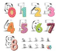 Realand 2 Set 18Pcs Number Cookie Cutters, 8cm Large+ 2.5cm Small Cookie Cutters Variety Pack for Holiday Birthday, Stainless Steel 0-8 Cute Cookie Cutter Set for Kitchen Baking
