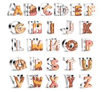Realand 26Pcs Extra Large 6.5cm Alphabet Letter Cookie Cutters Shapes - Stainless Steel ABC Cookie Cutters Set Metal Fondant Biscuit Tools for Christmas Birthday Holiday