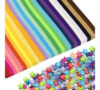Realand 2700 Sheets Origami Star Paper Strips, 27 Solid Color Paper Star Strips Double Sided Lucky Star Folding Paper Decoration DIY Hand Art Crafts