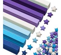 Realand 2700 Sheets Origami Star Paper Strips, Blue + Purple Gradient Solid Color Paper Star Strips Double Sided Lucky Star Folding Paper Decoration DIY Hand Art Crafts