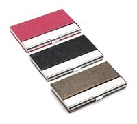 Realand 3 Pack Business Card Holder Case, Professional PU Leather & Stainless Steel Business Card Holder Wallet for Men Women Pocket Purse Credit Card ID Organizer