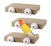 Realand 3 Pack Parrot Cage Perch Bird Chew Toys, Medium Cardboard Parakeet Playground Conure Stand Cockatiel Shredding Grinding Platform Cage Accessories for Budgie Cockatoo