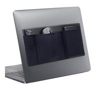 Realand 3-Pocket Laptop Pouch for Mouse & Hard Drive, Adhesive Holder Case Elastic Sleeve Pocket for External Portable SSD, Phone, USB Cable, Pen, Black