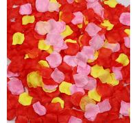 Realand 3000pcs Fake Rose Petals, Artificial Flower Petals for Romantic Night, Valentine's Day, Flower Girl Basket, Proposal, Wedding Decorations, Red+Pink+Yellow
