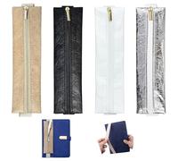 Realand 4 Pack Pen Holder for Notebook, Adjustable Pen Pouch Zipper Pencil Sleeve with Elastic Band for Book, Journal, Planner, 4 Colors B