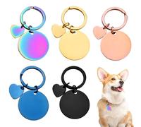Realand 5 Pack Metal Keychain Blanks for Laser Engraving, Stainless Steel Engravable Round Stamping Blanks Key Ring Tags for DIY Crafts Gifts, Double-Sided, 5 Colors