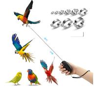 Realand 6m Auto Retractable Bird Leash, Anti-Bite Wire Bird Harness Leash with 9 Sizes Alloy Foot Rings, Adjustable Parrot Conure Cockatiel Parakeet Flying Training Rope