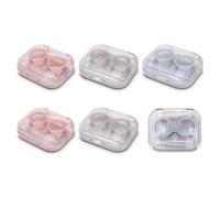 Realand 6Pcs Clear Contact Lens Case Flip Top, Leakproof Contact Case Holder, Cute Contact Kit with Tweezers Remover Tool Solution Bottle for Travel & Home, 3 Colors