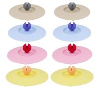 Realand 8Pcs Silicone Airtight Seal Cup Lids Drink Covers with Spoon Holder, for Mug, Hot Coffee & Tea, Wine Glass, 4 Colors