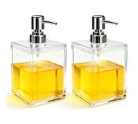Realand Clear Acrylic Soap Dispenser, 500ml Modern Thick Hand Soap Dispenser for Bathroom, Kitchen Dish Liquid Pump Bottle for Mouthwash Lotion Shampoo, 2 Pack