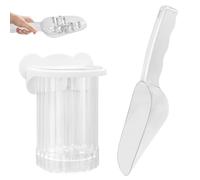Realand Ice Scoop with Holder, Clear Scooper with Traceless Self-Adhesive Bracket and Detachable Water Catch Tray for Ice Machine/Maker, Freezer, Kitchen Countertop