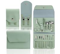 Realand Manicure Kit, 2 Set 16 + 4pcs Nail Kit, Nail Care Kit, Pedicure Kit, Professional Nail Clippers Manicure Pedicure Set, Travel Manicure Tools Grooming Kit, Green