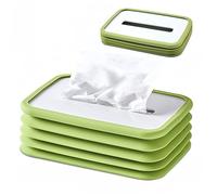 Realand Silicone Foldable Tissue Box Cover- Cute Tissue Box Holder Rectangle, Long Decorative Rectangular Tissue Dispenser for Bathroom Car, Green
