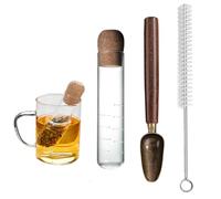 Realand Tea Infuser for Loose Leaf Tea, Glass Tea Infuser Tea Strainer with Teaspoon & Cleaning Brush, Reusable Loose Leaf Tea Steeper with Cork, Tea Diffusers for Loose Tea