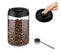 Realand Vacuum Coffee Bean Storage Canister, 1.2L Airtight Coffee Storage Container, Glass Manual Vacuum Seal Coffee Container with Coffee Scoop for Bean, Ground Coffee, Tea