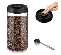 Realand Vacuum Coffee Bean Storage Canister, 1.8L Airtight Coffee Storage Container, Glass Manual Vacuum Seal Coffee Container with Coffee Scoop for Bean, Ground Coffee, Tea