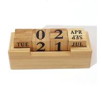Realand Wooden Perpetual Block Calendar for Desk, Wood Desktop Month Date and Day of The Week Display Blocks, for Rustic Farmhouse Office Decor Cute Desk Accessories