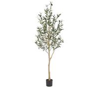 Realead 6ft Artificial Olive Tree, Tall Faux Olive Tree Plants, Fake Potted Olive Silk Tree with Branches and Fruits, Artificial Trees for Modern Home Office Living Room Floor Decor Indoor (72in)