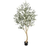 Realead 8ft Faux Olive Tree, Large Realistic Olive Trees Artificial Indoor, Tall Fake Olive Tree with Natural Wood Trunk and Lifelike Fruits for Home Office Decor