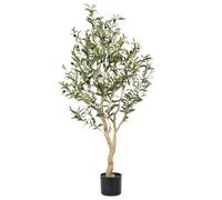 Realead Faux Olive Tree 4ft - Realistic Indoor Olive Tree Plants - Fake Olive Tree with Thick Trunk and Lifelike Fruits - Artificial Olive Trees for Modern Home Office Decor Indoor