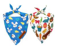 Realeaf Easter Dog Bandanas 2 Pack, Reversible Bunny Carrot and Easter Eggs Pet Scarf for Boy and Girl, Premium Durable Fabric, Holiday Bandana for Small Medium Large and Extra Large Dogs (X-Large)