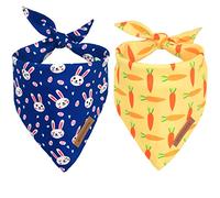 Realeaf Easter Dog Bandanas 2 Pack, Triangle Reversible Pet Scarf for Boy and Girl, Premium Durable Fabric, Multiple Sizes Offered, Bandana for Small Medium Large and Extra Large Dogs (Small)