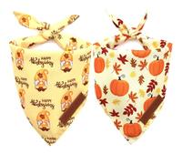 Realeaf Thanksgiving Dog Bandanas 2 Pack, Pumpkins and Happy Thanksgiving Pet Scarf for Boy and Girl, Premium Durable Fabric, Reversible Holiday Bandana for Medium and Large Dogs Pets (Large)
