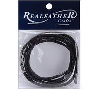 Realeather Crafts Round Braided Leather Lace 3 mm x 40-inch Packaged-Black