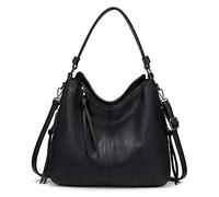 Realer Women Handbags Fashion Hobo Bags Faux Leather Long Strap Shoulder Bag Ladies Large Tote Bag Cross body Bag for Work Business School College Travel Black