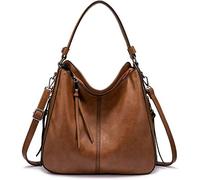 Realer Women Handbags Fashion Hobo Bags Faux Leather Long Strap Shoulder Bag Ladies Large Tote Bag Cross body Bag for Work Business School College Travel Brown