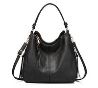 Realer Women Handbags Fashion Hobo Bags Faux Leather Long Strap Shoulder Bag Ladies Large Tote Bag Cross body Bag for Work Business School College Travel Black