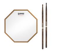 RealFeel Evans Attacktile Mountable Drum Pad & Promark Forward 5A FireGrain Hickory Sticks 10 Inch