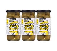 Realfoods by Organico | Organic Greek Green Pitted Olives - Sun-Ripened, Juicy & Ready to Eat, 230g (Pack of 3)