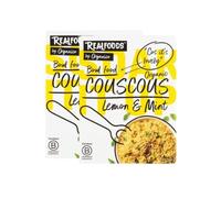 Realfoods by Organico | Organic Lemon & Mint Couscous - Zesty Flavoured Quick-Cook Durum Wheat Grain, Light & Refreshing, Vegan 250g (Pack of 2)