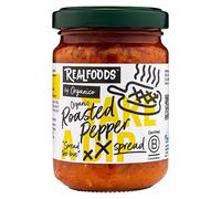 Realfoods by Organico | Organic Roasted Pepper Spread - Sweet Italian Peppers with Cashews & Extra Virgin Olive Oil, Creamy Farm-Fresh Mediterranean Dip, 140g