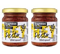 Realfoods by Organico | Organic Vegan Red Pesto - Crunchy, Ideal for Pasta & breadsticks,120g (Pack of 2)