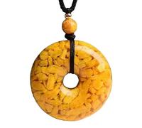 Realgar Cinnabar Donut Pendant Necklace Feng Shui Amulet for Protection and Prosperity Natural Stone Jewelry on Adjustable Cord (20mm)
