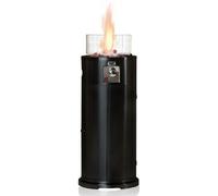 REALGLOW Column Gas Patio Heater Fire Pit 10kW - Black, Outdoor | Outdoor Heater with Wind Guard, Lava Rocks, Gas Hose, 27mm Clip-On Regulator, Waterproof Cover, Fits 10, 11 & 13kg Cylinders