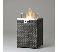 REALGLOW Stripe Gas Patio Heaters Outdoor with 13KW Output | Outdoor Heaters & Fire Pits for Homes and Restaurants | Patio Heater with Glass Rocks for Outdoors (Grey Rattan)