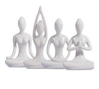 realideas 4.25" White Set 4 Home Decorative Porcelain Ceramic Yoga Pose Yoga Figurine Statue, Meditation Room Yoga Instructor Collection Gifts for Yoga Lovers Women Yogi Freak