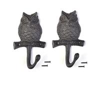 realideas Cast Iron Wall Hooks Owl 2 Pack Heavy Duty Indoor Outdoor Home Garden Farmhouse Decor Rustic Wall Hooks for Hanging Coats Keys