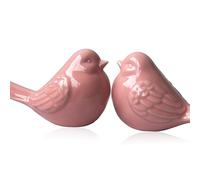 realideas French Garden Cottage Porcelain Pink Bird Decor Bird Figurines Set of 2 - Decorative Pink Glazed Ceramic Bird Figurine, Bird Statue, Bird Sculpture Home Wedding House Décor