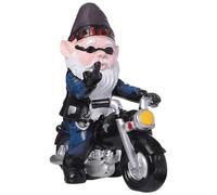 realideas Grumpy Gnome Garden Statue Figurine - Motorcycle Gnome Garden Statue Figurines Sculpture Middle Finger Funny Naughty Gnome Outdoor Statue Sculpture for Porch Yard Art Lawn Ornaments