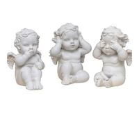 realideas Set of 3 Baby Angel Figurines: Cherub Statues, Hear No Evil, See No Evil, Wings Angel Home Decor