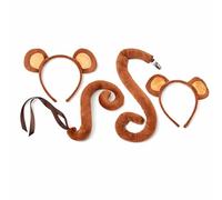 realideas Set of Two Monkey Costume Accessory Set with Headband, Ribbon and Clip-On Tail, Plush Animal Ear Headband with Curly Tail, Jungle Theme Dress Up Accessories for Party, Halloween, Cosplay