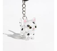 realideas Transparent Tuxedo Cat Hair Keepsake Keychain Charm - Black and White Cat Memorial Decor Pet Fur Memorial Storage Box, Decorative Pendant
