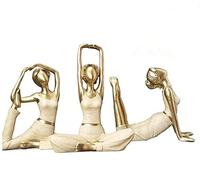 Realideas Vintage Brass Gold Yoga Figurines - Set of 3 Namaste Zen Decor Collectible Yoga Figurines