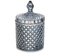 realideas Vintage Diamond Cut Glass Canister with Lid - Decorative Candle Holder, Crystal Candy Jars for Home Decor, Bathroom Vanity Jars(Gray)