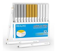 REALIKE Acrylic Paint Markers Pens for Fabric, Rock, Wood,Canvas, Paper, Stone, Ceramic, Glass and Art Supplies 1.0mm medium tips Gold Silver White Paint Marker Pen